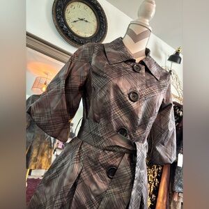 Michael Kors Checkered Trench Coat with Belt